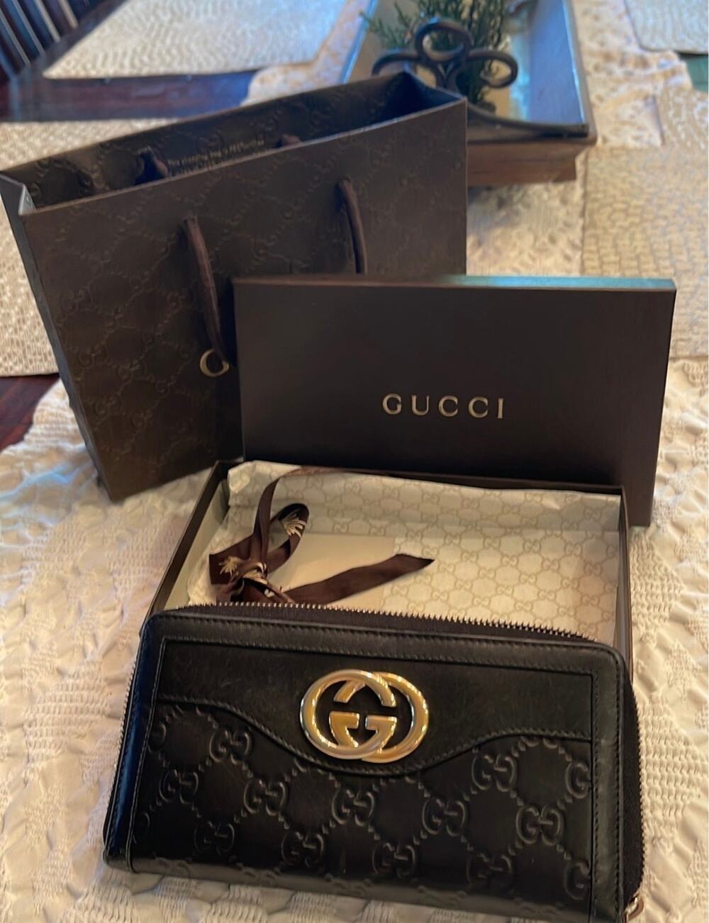 Gucci Guccissima monogram GG continental wallet with box+bag Authentic